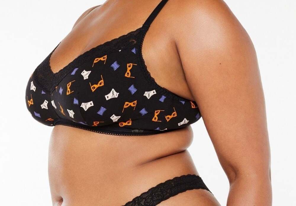 Savage X Fenty Cotton Essentials Lace-Trim Bralette in Black Graphic Print